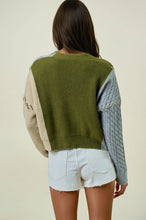 Load image into Gallery viewer, Doe + Rae Olive Patchwork Sweater