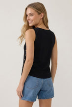 Load image into Gallery viewer, Black Asymmetric Button Tank