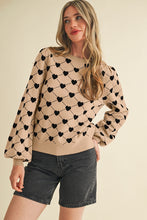 Load image into Gallery viewer, Taupe + Black Heart Sweater