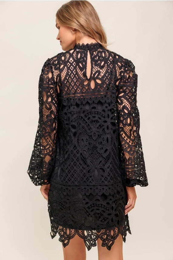 Getting Started Woven Lace Mini Dress L Flying Tomato Black / M