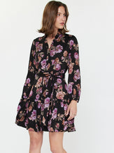 Load image into Gallery viewer, Current Air Black + Violet Floral Mini Dress