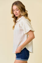 Load image into Gallery viewer, Doe + Rae Pale Yellow Bubble Sleeve Striped Top