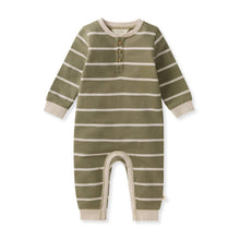 Load image into Gallery viewer, Burt's Bees Green Henley Jumpsuit - Baby