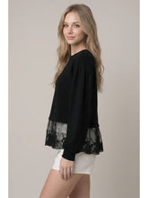 Load image into Gallery viewer, Black Lace Trim Sweatshirt