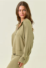 Load image into Gallery viewer, Olive Textured Zip Top