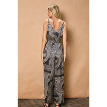 Load image into Gallery viewer, Dress Forum Charcoal Abstract Surplice Jumpsuit