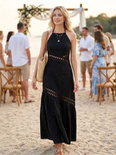 Load image into Gallery viewer, Black Halter Lace Cutout Dress
