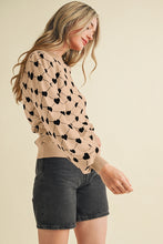 Load image into Gallery viewer, Taupe + Black Heart Sweater