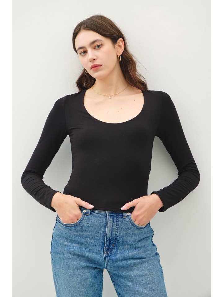 Black Slim Fit L/S Top