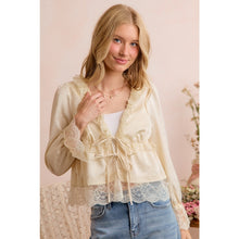 Load image into Gallery viewer, Cream Satin Tie Front Top
