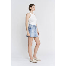 Load image into Gallery viewer, Mica Raw Hem Denim Mini Skirt
