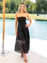 Load image into Gallery viewer, Southern Comfort Navy Schiffli Smocked Dress
