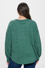 Load image into Gallery viewer, Green Melange Raw Hem Top - Plus
