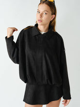 Load image into Gallery viewer, Black Suede Bomber Jacket
