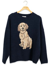 Load image into Gallery viewer, Navy Golden Dog Sweater
