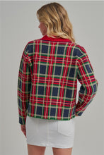 Load image into Gallery viewer, Navy Plaid Scalloped Cardigan
