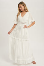 Load image into Gallery viewer, Ivory Lace Trim Maxi Dress
