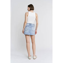 Load image into Gallery viewer, Mica Raw Hem Denim Mini Skirt
