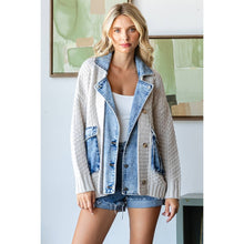 Load image into Gallery viewer, Cream + Denim Mixed Cardigan

