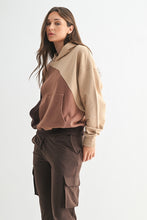 Load image into Gallery viewer, Brown Combo Blocked Hoodie
