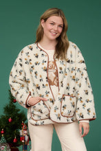 Load image into Gallery viewer, Ivory + Mustard Floral Sherpa Jacket
