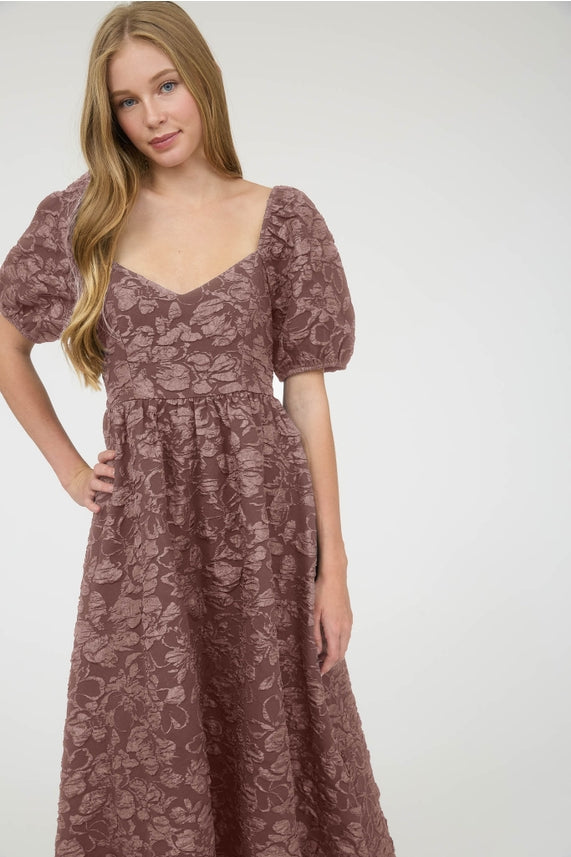 Mauve Floral Midi Dress