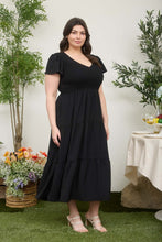 Load image into Gallery viewer, Black Flutter Smocked Dress - Plus
