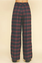 Load image into Gallery viewer, Navy + Red Plaid Wide Leg Pants
