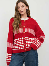 Load image into Gallery viewer, Red + White Patterned Cardigan
