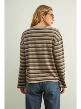 Load image into Gallery viewer, Mocha + Black Stripe Top
