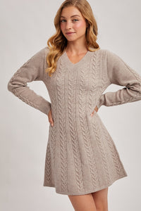 Mushroom Cable Sweater Dress