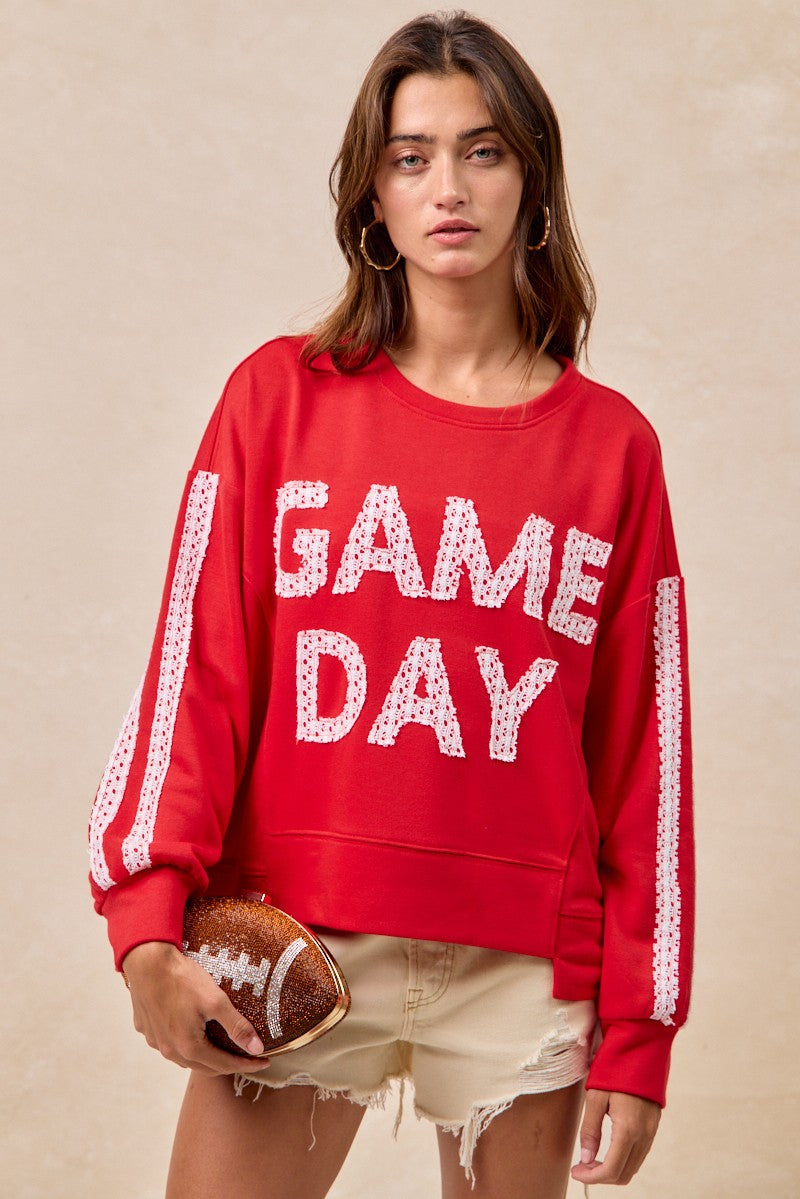 Red Lace Game Day Sweatshirt