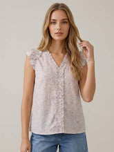Load image into Gallery viewer, Doe + Rae Blush Abstract Ruffle Top
