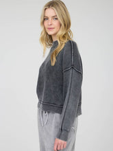 Load image into Gallery viewer, Charcoal Washed Exposed Hem Sweater
