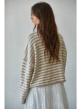 Load image into Gallery viewer, Taupe + Ivory Stripe Cardigan
