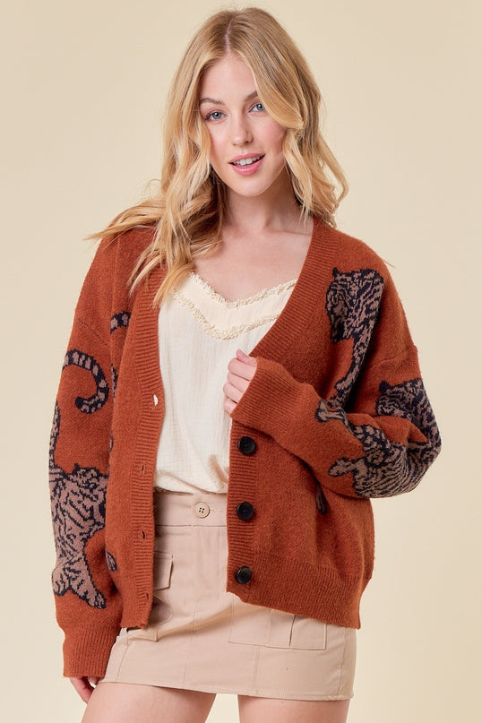 Rust Cheetah Cardigan - Plus
