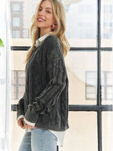 Load image into Gallery viewer, Charcoal Washed Cable Sweater
