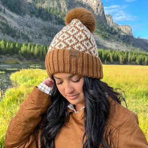 CC Lined Diamond Pom Beanie