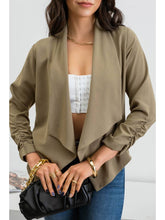 Load image into Gallery viewer, Olive Ruched Sleeve Blazer
