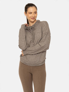 Mono B Olive Hacci Cowl Neck Top