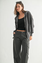 Load image into Gallery viewer, Mono B Washed Black Tapered Hoodie
