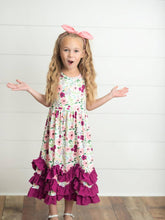 Load image into Gallery viewer, Plum Floral Ruffle Dress  - Kids
