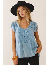 Load image into Gallery viewer, Light Blue Ruffle Top
