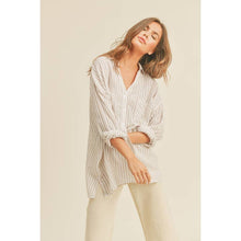 Load image into Gallery viewer, Beige Striped Button Up Top
