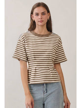Load image into Gallery viewer, Taupe Pintuck Stripe Tee
