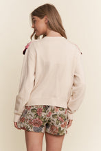 Load image into Gallery viewer, Ivory + Pink Scallop Trim Sweater

