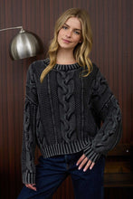 Load image into Gallery viewer, Black Washed Cable Sweater

