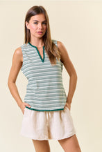 Load image into Gallery viewer, Green Stripe Notched Tank
