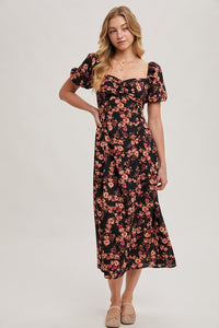 Pink Floral Midi Dress
