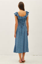 Load image into Gallery viewer, Blue Daisy Corset Back Dress
